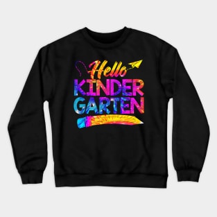 Funny Teacher Kids Back To School Tie Dye Hello Kindergarten Crewneck Sweatshirt